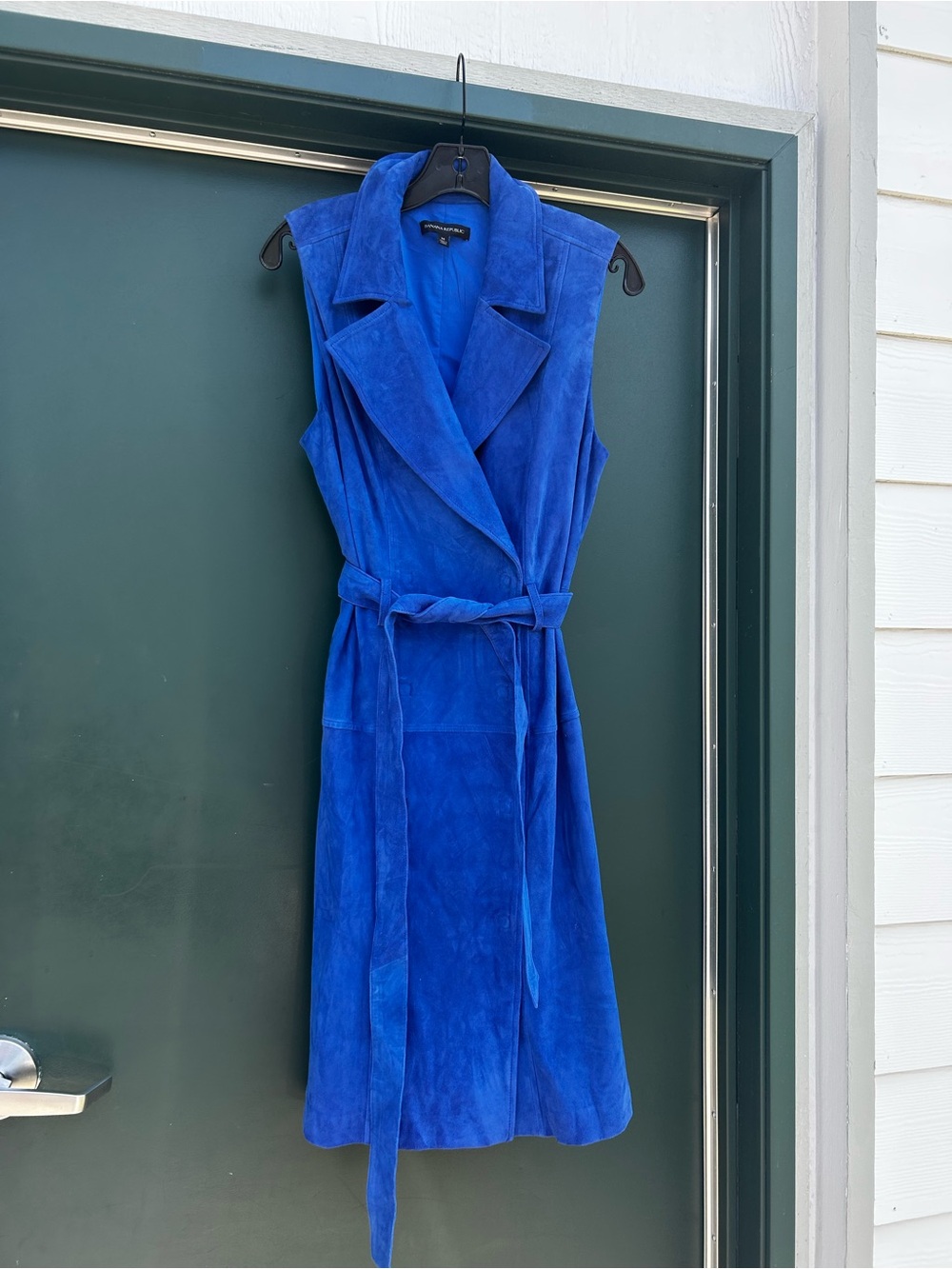 Banana Republic Cobalt Blue Sleeveless Suede Wrap Midi Dress